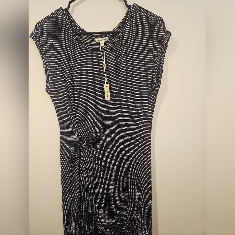 Max Studio Navy and White Striped Dress